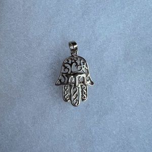 Sterling silver hamsa pendant with chai